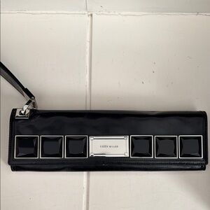 Karen Millen Black Clutch with Silver Accents